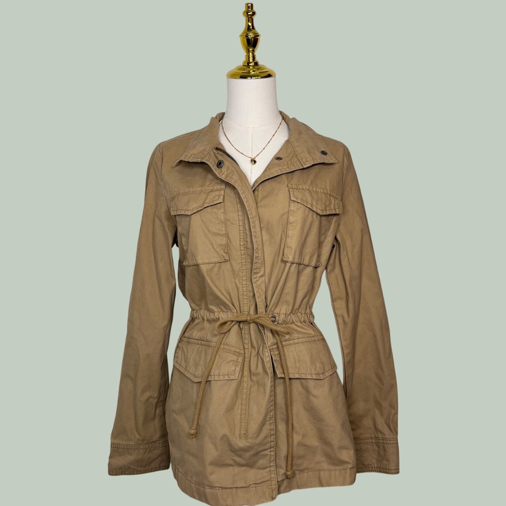 old navy beige khaki trench utility jacket boho indie granola y2k grunge earthy